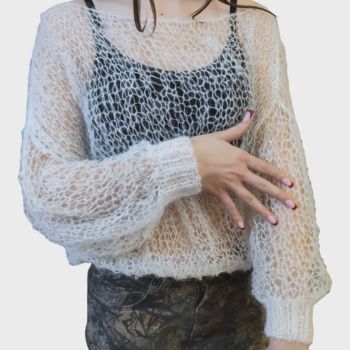 Mohérový sveter Erika – ručne pletený